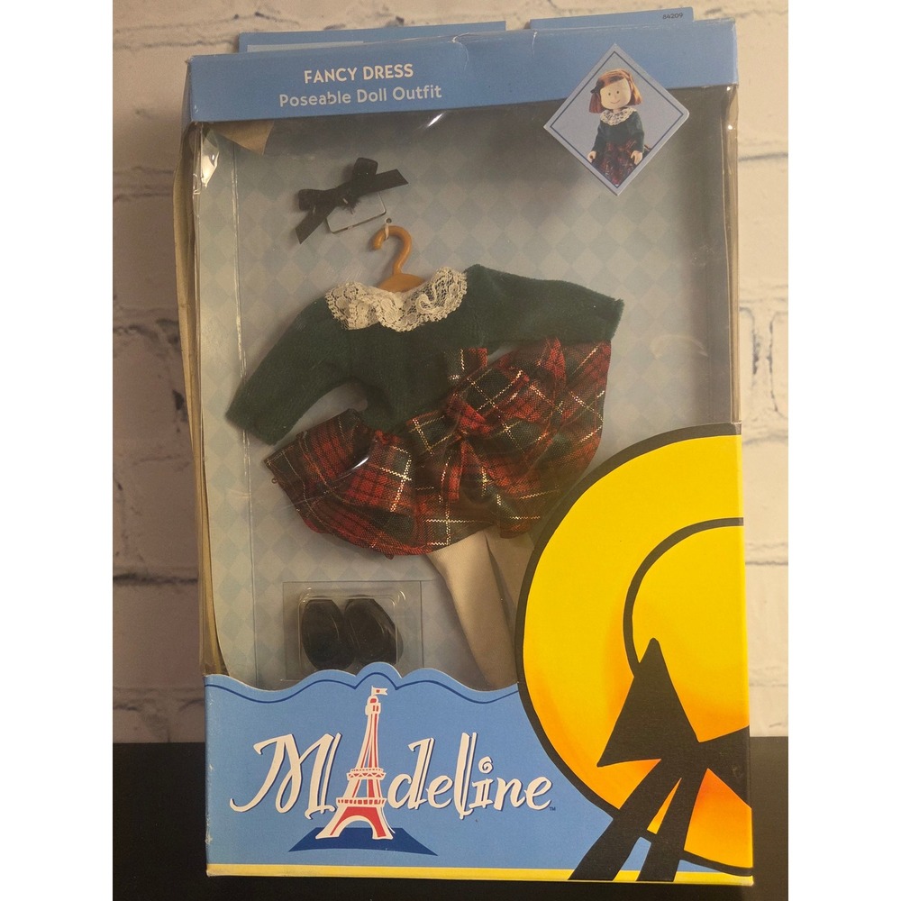 Madeline Fancy Dress Poseable Doll Outfit 84209 Green Velvet Red Plaid Vintage